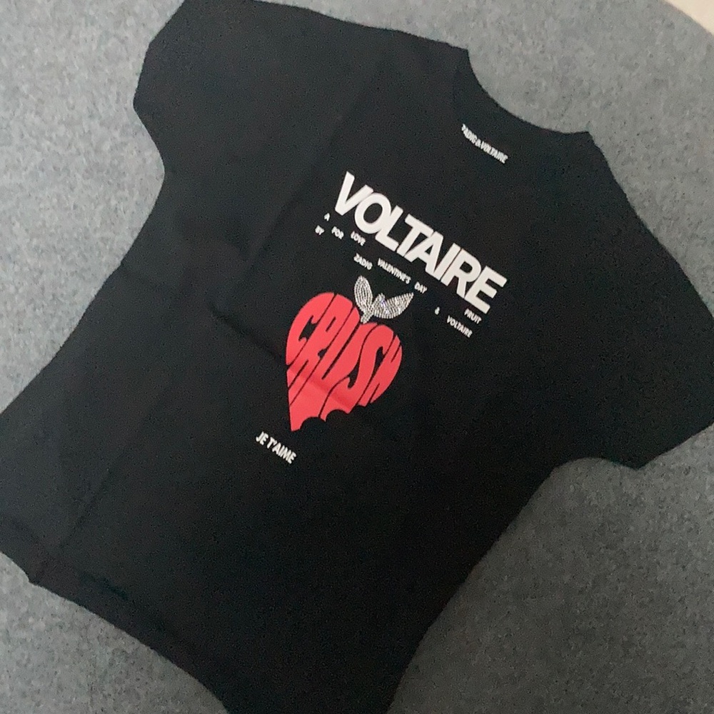 Zadig & Voltaire | Crush Heart Graphic Tee Black size Medium
